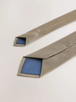 Next - Ajusté - Cravate texturée Marron neutre Outlet