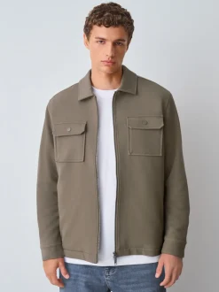 Next Marron neutre - Borg Veste-chemise doublée en polaire New