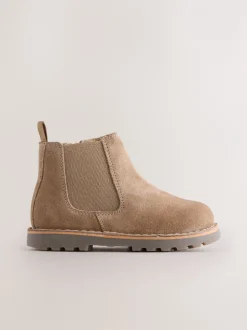 Next Marron neutre - Bottines Chelsea en daim Outlet