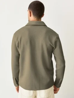 Next Marron neutre - Veste-chemise en jersey texturé diagonal Clearance