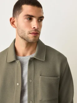 Next Marron neutre - Veste-chemise en jersey texturé diagonal Clearance