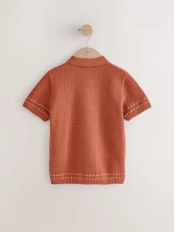 Next Marron rouille - 100% coton Manches Courts Polos en maille (3-16ans)