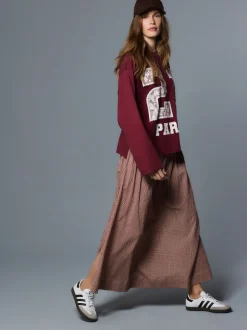 Next Marron rouille - Jupe longue vichy taille basse Hot