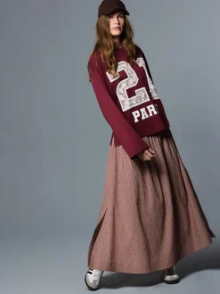 Next Marron rouille - Jupe longue vichy taille basse Hot