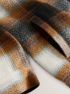 Next Marron rouille - Veste-chemise à carreaux à capuche doublée Borg (3-16ans) Outlet