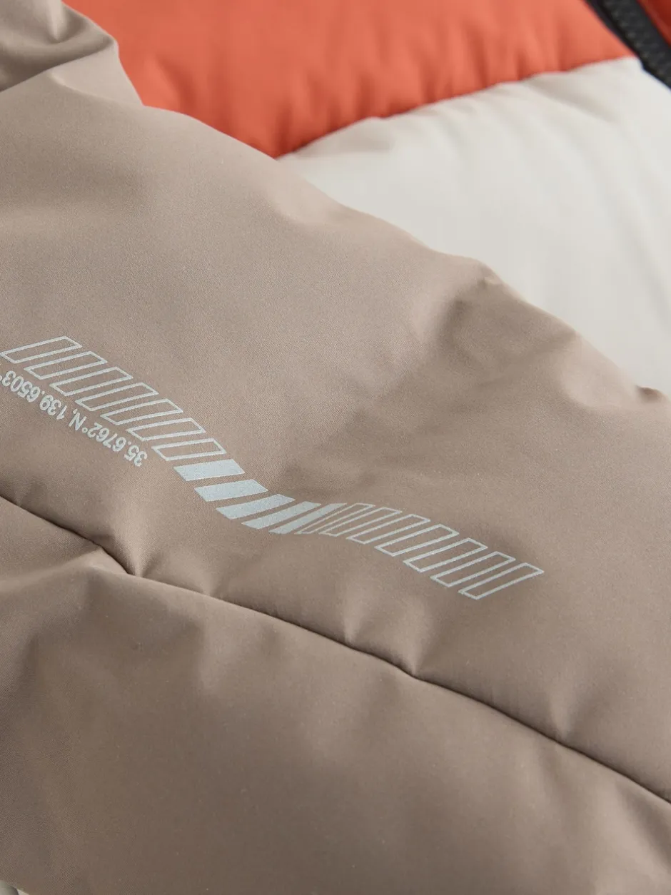 Next - Manteau rembourré doublé en micropolaire Résistant à la douche (3-17ans) Marron rouille color block Outlet