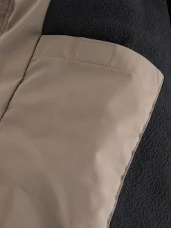 Next - Manteau rembourré doublé en micropolaire Résistant à la douche (3-17ans) Marron rouille color block Outlet