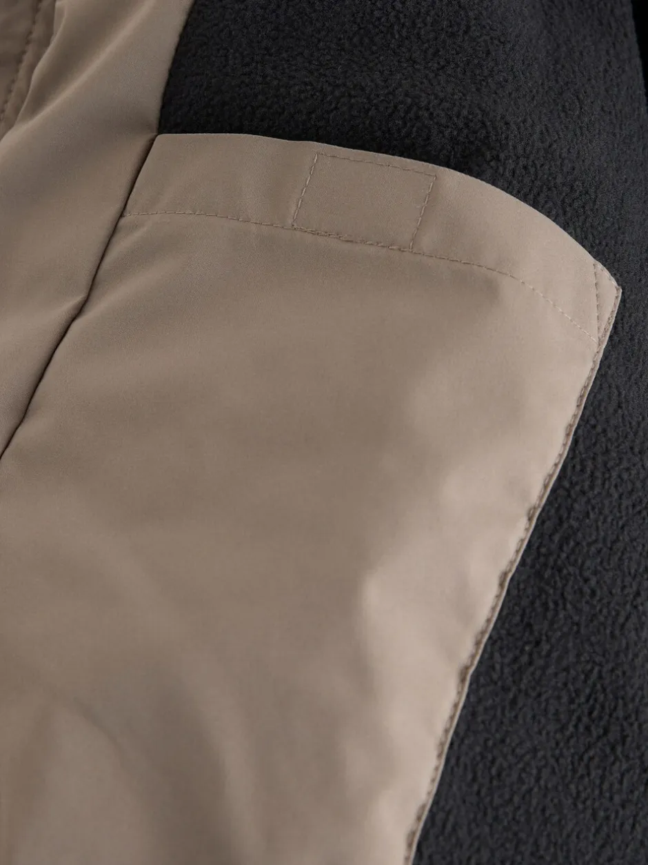 Next - Manteau rembourré doublé en micropolaire Résistant à la douche (3-17ans) Marron rouille color block Outlet