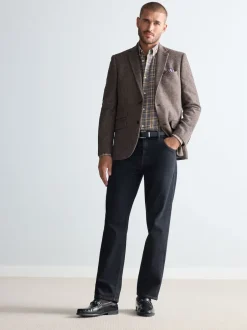 Next Marron taupe - Ajustement régulier - Blazer Signature Nova Fides en laine mélangée à chevrons Clearance