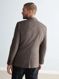 Next Marron taupe - Ajustement régulier - Blazer Signature Nova Fides en laine mélangée à chevrons Clearance