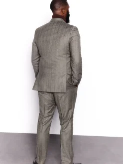 Next Marron taupe - Veste de costume à chevrons Marzotto 100% laine italienne à double boutonnage Online