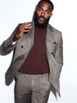 Next Marron taupe - Veste de costume à chevrons Marzotto 100% laine italienne à double boutonnage Online