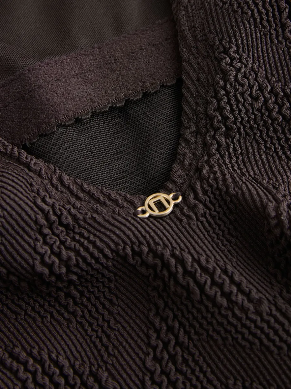 Next - Maillot de bain gainant à encolure dégagée Marron texturé New