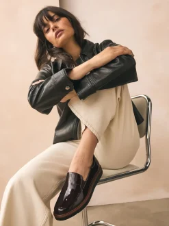 Next Marron verni - Mocassins Forever Comfort® à enfiler propres à semelle épaisse Best