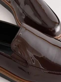 Next Marron verni - Mocassins Forever Comfort® à enfiler propres à semelle épaisse New