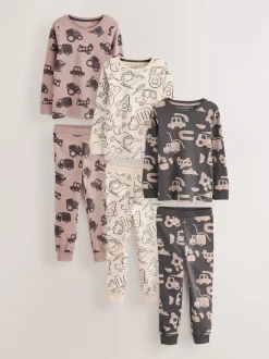 Next - Lot de 3 pyjamas Snuggle courts (9mois-10ans) Marron/Crème Transport Best