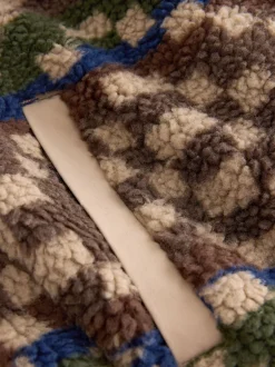 Next Marron/fauve géométrique - Zippé sur toute la longueur - Polaire imprimée Clearance