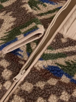 Next Marron/fauve géométrique - Zippé sur toute la longueur - Polaire imprimée Clearance