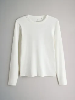 The Set - 5 Lot Manches longues côtelées T-shirt Marron/Rose/Blanc/Rayure Discount