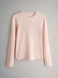 The Set - 5 Lot Manches longues côtelées T-shirt Marron/Rose/Blanc/Rayure Discount