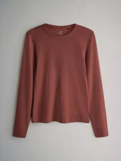 The Set - 5 Lot Manches longues côtelées T-shirt Marron/Rose/Blanc/Rayure Discount