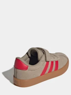 adidas - Vl Cour 3.0 Baskets enfant à crochets et boucles Marron/rouge Clearance