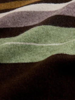 Next Marron/Vert sauge - Pulls Col rond à Rayure confortables Coupe classique en laine Discount