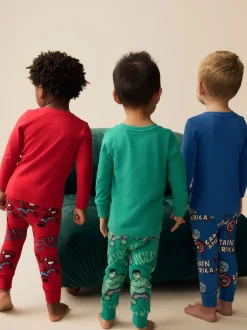 Next Marvel Rouge/Vert/Bleu - Lot de 3 pyjamas Snuggle (9mois-8ans) New