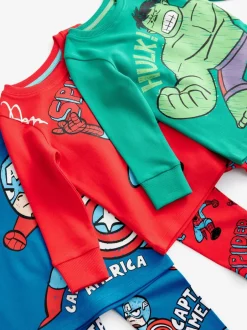 Next Marvel Rouge/Vert/Bleu - Lot de 3 pyjamas Snuggle (9mois-8ans) New