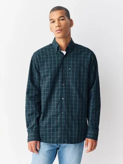 Next Micro Blackwatch Vert - Chemise Oxford ajustée Easy Iron Button Down Sale