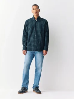 Next Micro Blackwatch Vert - Chemise Oxford ajustée Easy Iron Button Down Sale