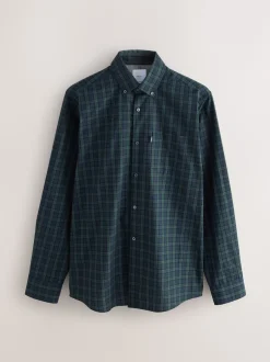 Next Micro Blackwatch Vert - Chemise Oxford ajustée Easy Iron Button Down Sale