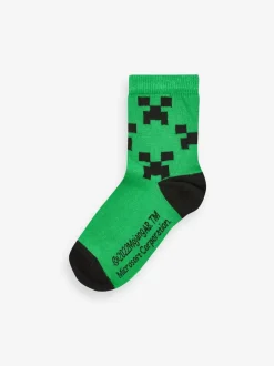 Next Minecraft Creeper - Lot 5 paires de chaussettes Character riches en coton Clearance