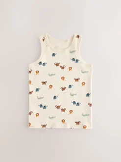 Next Mini Safari Imprimé - Lot de 5 débardeurs 100 % coton (1.5-8ans) New