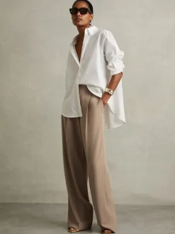 Reiss Mink neutre - Pantalon en sergé Eden à taille élastiquée Ample Clearance