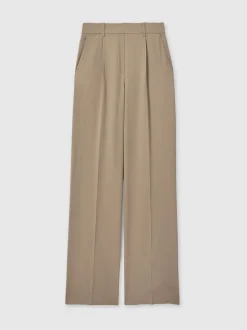 Reiss Mink neutre - Pantalon en sergé Eden à taille élastiquée Ample Clearance