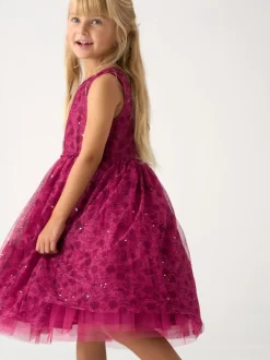 Miss Veste avec tulle appliqué et Robe en tulle imprimée Ensemble Sale