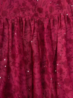 Miss Veste avec tulle appliqué et Robe en tulle imprimée Ensemble Sale