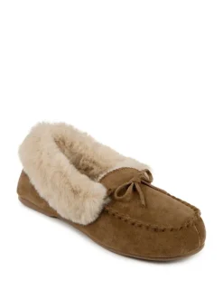 Totes Mocassin en daim véritable pour femme avec doublure en fausse fourrure New