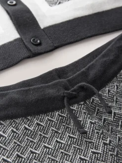 Next monochrome - Ensemble polo et short en maille géométrique à boutons (3-16ans) Outlet