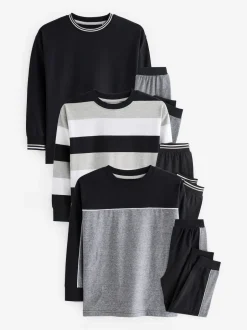 Next - Lot de 3 pyjamas à jambes courtes (3-16ans) (3-16ans) monochrome Hot