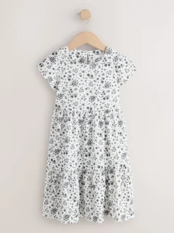 Next Monochrome imprimé floral - Robe Effet froissé à manches d’ange (3-16ans) Discount