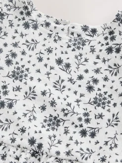 Next Monochrome imprimé floral - Robe Effet froissé à manches d’ange (3-16ans) Discount