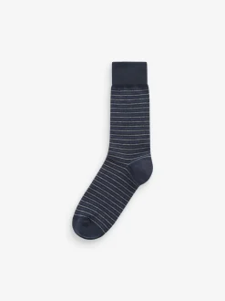 Next - Lot de 7 - Chaussettes riches en coton pour homme Motif Bleu/Gris bleu marine Clearance