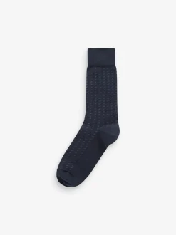 Next - Lot de 7 - Chaussettes riches en coton pour homme Motif Bleu/Gris bleu marine Clearance
