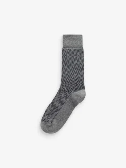 Next - Lot de 7 - Chaussettes riches en coton pour homme Motif Bleu/Gris bleu marine Clearance