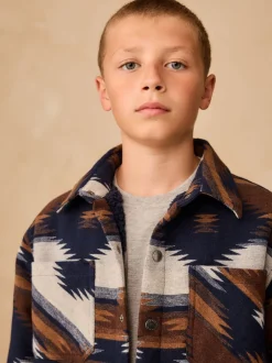 Next Motif ikat fauve/bleu marine - Veste-chemise doublée (3-16ans) Discount