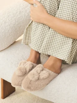 Next Motif lapin neutre - Chaussons Mule Outlet