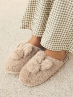 Next Motif lapin neutre - Chaussons Mule Outlet