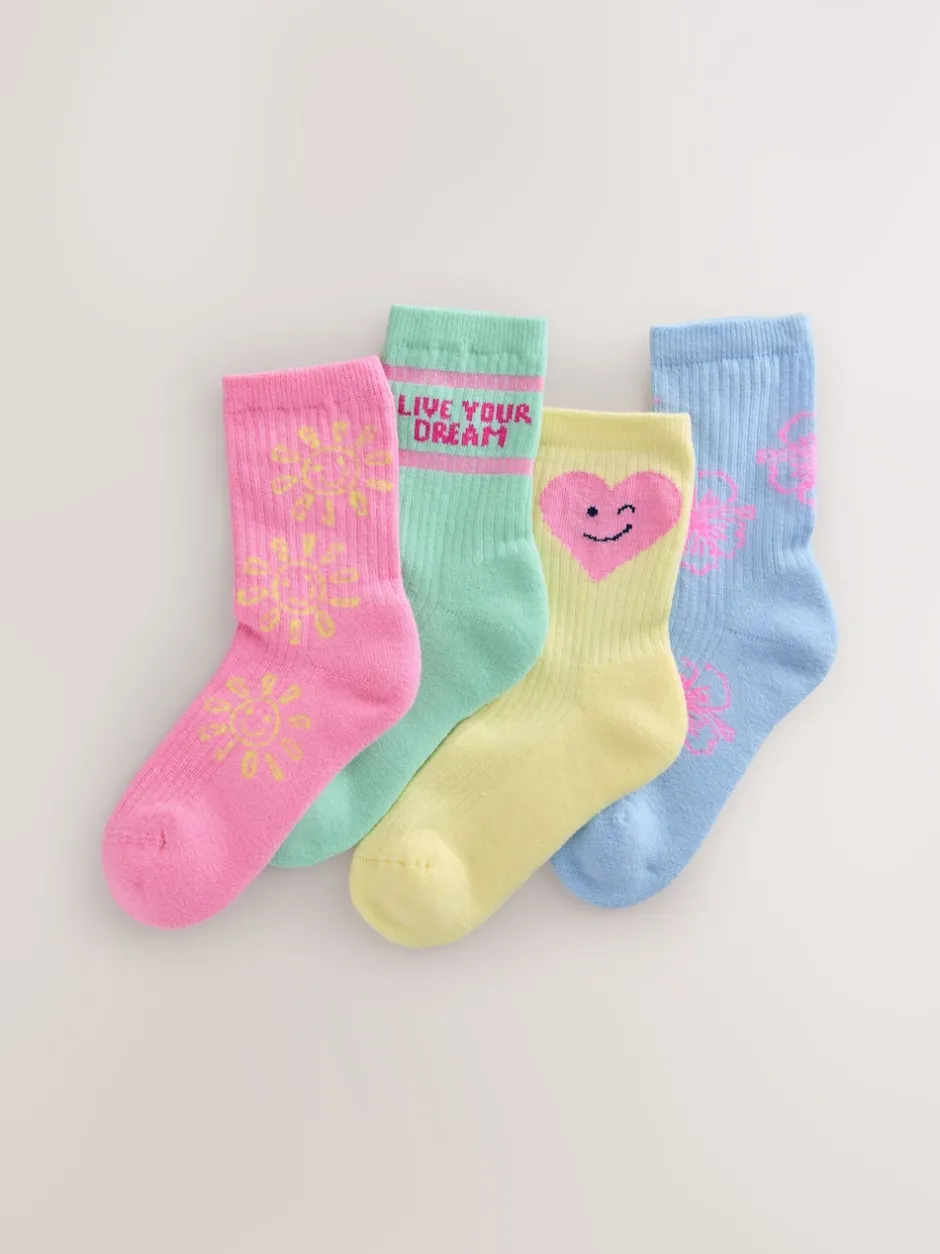 Next Motif multicolore - Chaussettes de cheville à semelle coussinée en coton riche 4 Pack Best